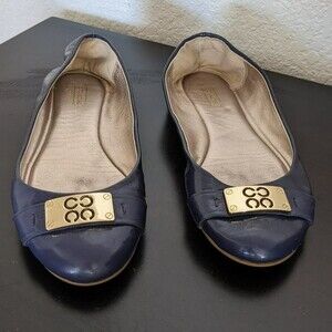 Coach "London" Ballet Flats - Blue and Gold - Size 6.5
